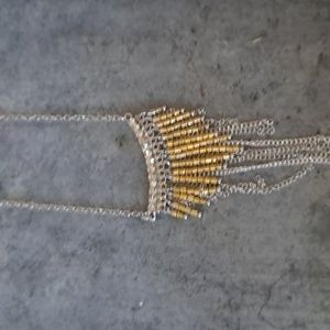 Delicate art deco style dainty 24" drop with extend gold and silvertone necklace